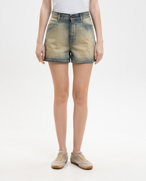Balmain Blue denim shorts with a distressed effect GF0MA156DG21