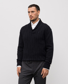 Florentino Blue sweater with patterned wool 225416520601