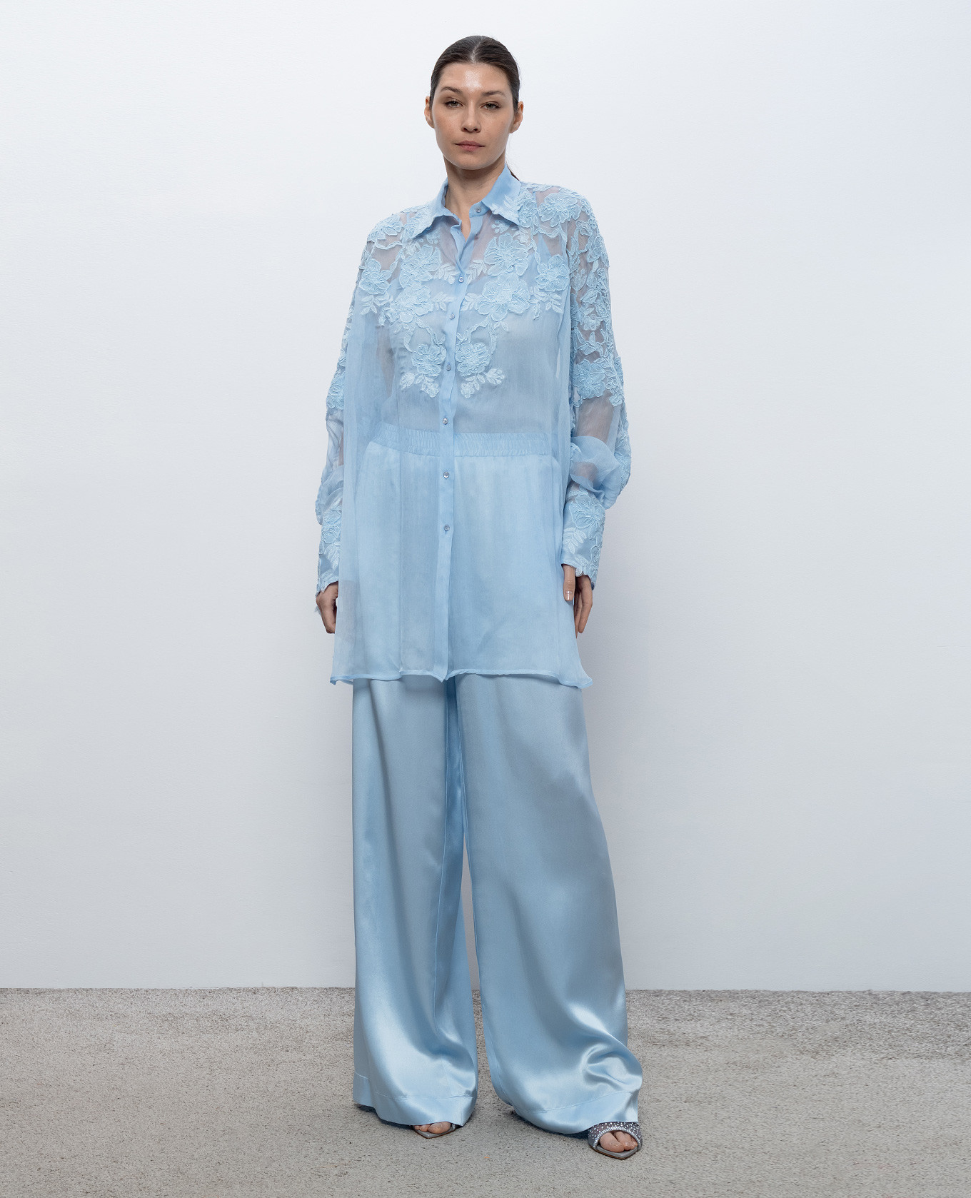 

Blue silk pants Ermanno Scervino, Light blue
