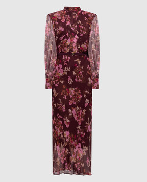 Nissa Burgundy dress with floral print RC16820