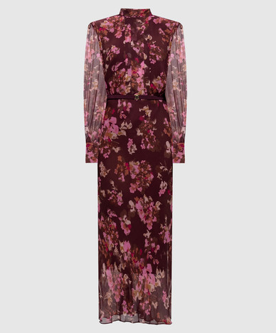 Robe bordeaux à imprimé floral