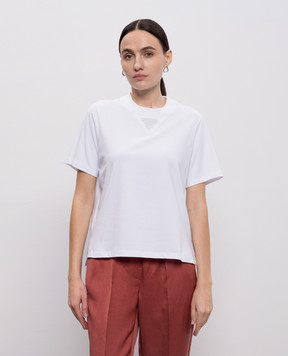 Peserico White T-shirt with a monil chain A06881J00070C