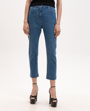 Valentino Blue cropped jeans with logo patch 9B3DD21NAEC