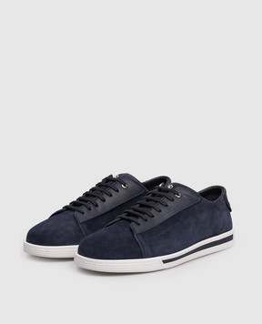 Stefano Ricci Blue suede sneakers with monogram UV33G5282SDPWY