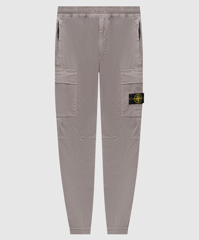 Grey joggers with logo patch
