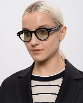 Brunello Cucinelli Iconic Meridian Black Sunglasses with Logo Engraving MOCSTEMV12