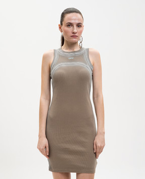 Off-White Brown Spray Off Dress 2DB57FS26JER001