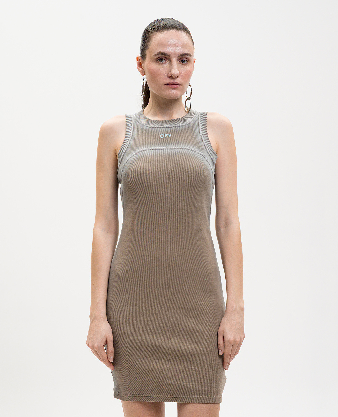 Brown Spray Off Dress Off-White 3