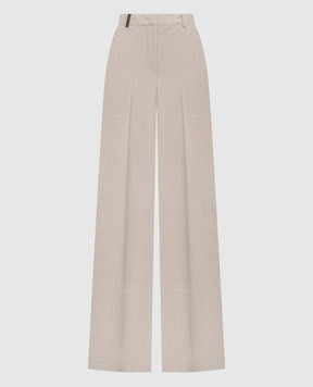 Peserico Beige wool pants with a pattern A0456706413