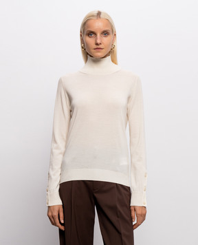 Dondup Ivory wool, silk and cashmere turtleneck DT432M01016D002