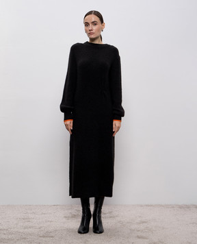 Twinset Black wool dress with logo 252AT3112