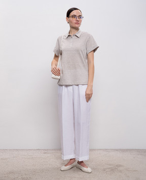 Peserico Beige striped polo with lurex A06240J003139