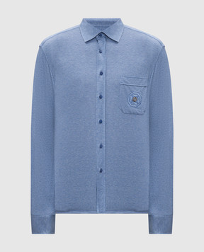 Stefano Ricci Blue silk shirt with embroidery CJ008477TE3201