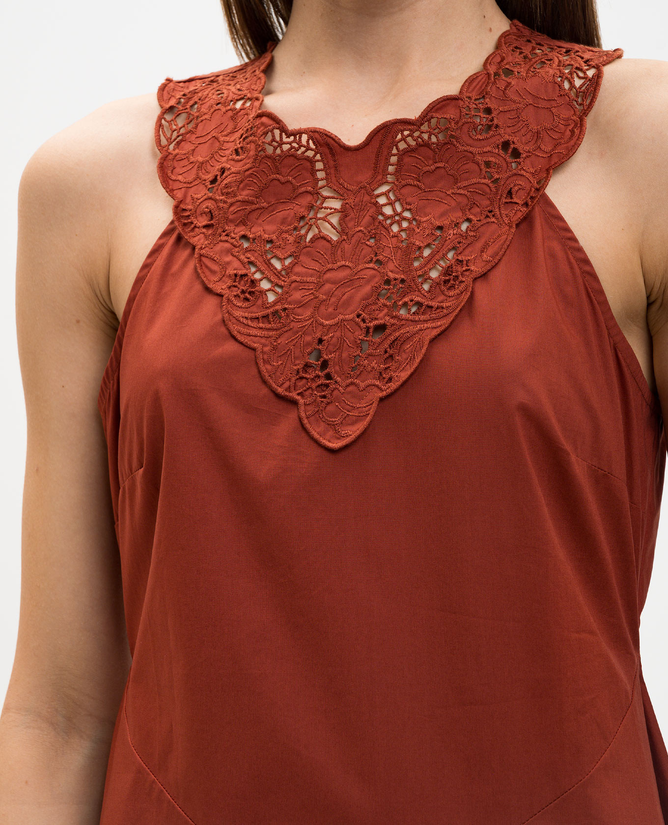 Terracotta midi dress with embroidery Twinset 4
