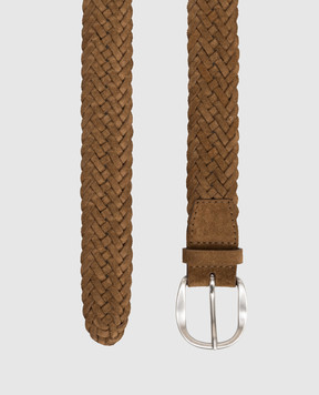 Orciani Brown suede braided belt with logo U08318SUP