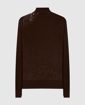Ermanno Scervino Brown wool golf with lace D495M310EAPATL