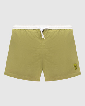 Ami Paris Green swim shorts with textured logo HBW317PA0027