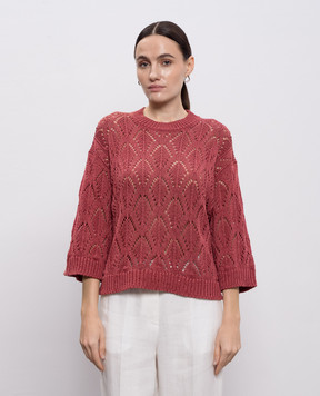 Peserico Burgundy openwork jumper with sequins A99054F0309110