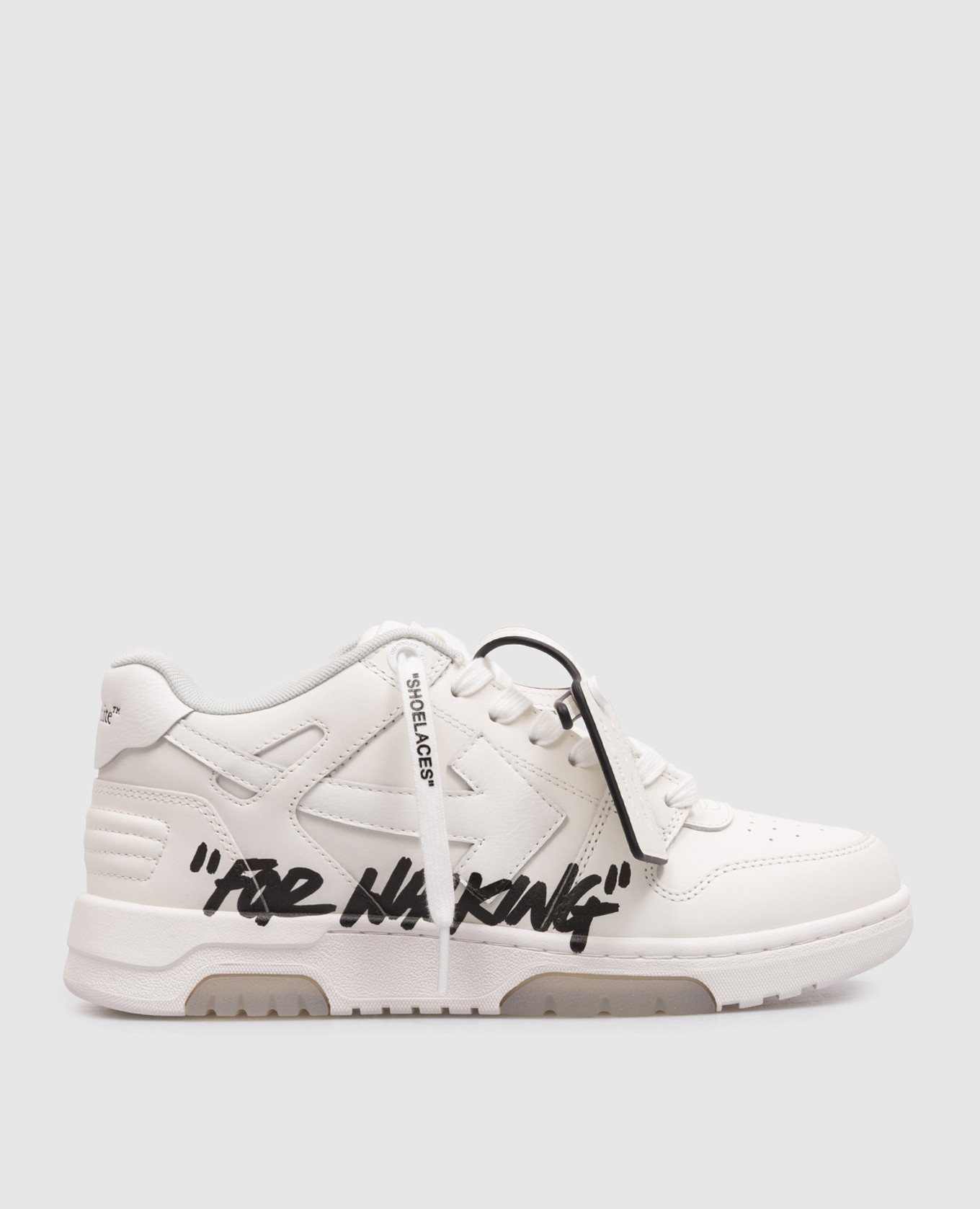 Out Of Office For Walking White Leather Sneakers With Logo