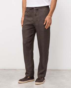 Canali Brown linen pants AE05958U97003