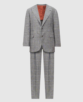 Brunello Cucinelli Windsor check linen suit MB4279CFN2