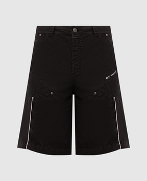 Off-White Black denim shorts with contrast logo 44XCS006S26F001