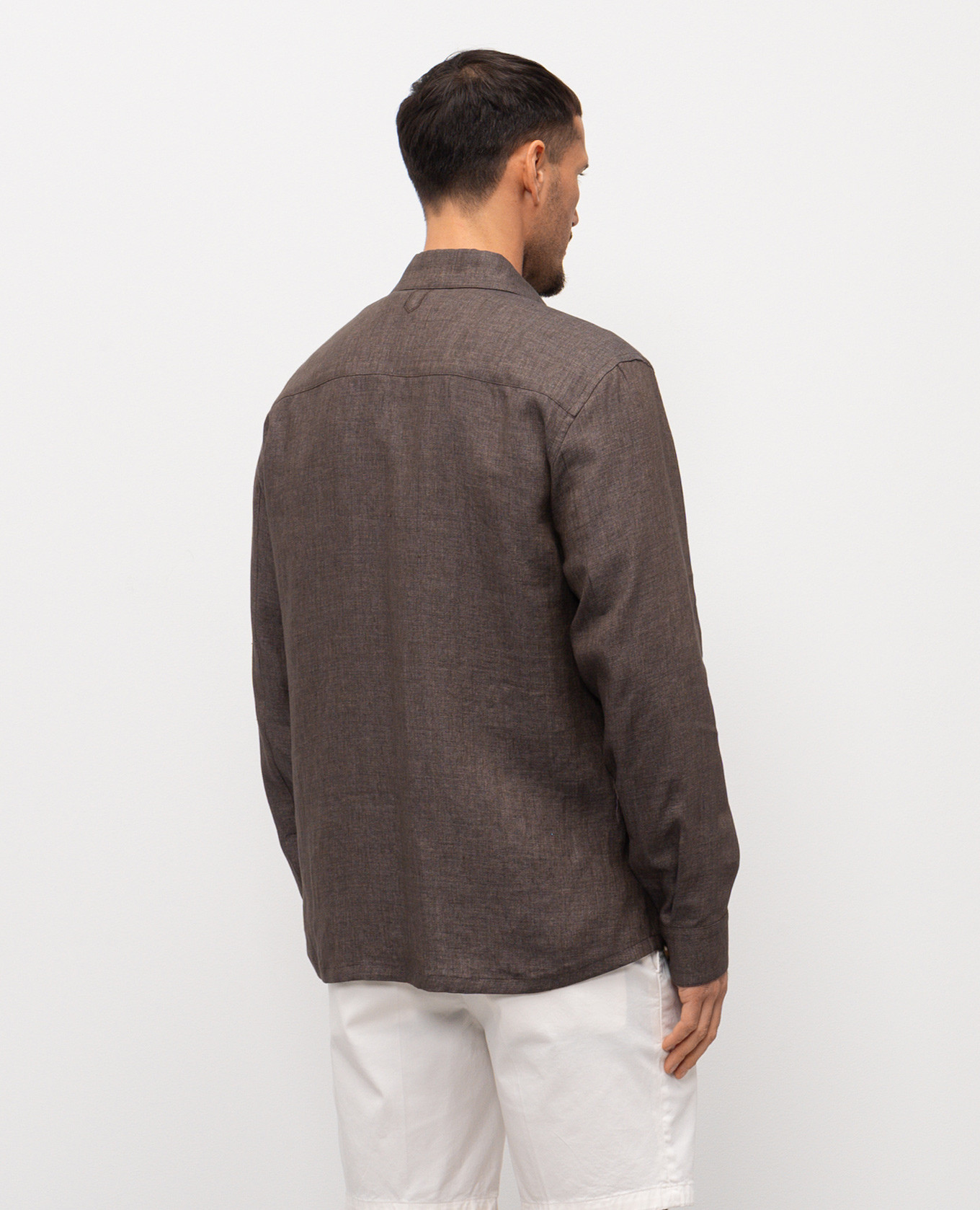Brown linen shirt with emblem Canali 4