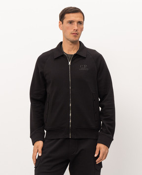 C.P. Company Black sports jacket with logo embroidery MSS027A005086W