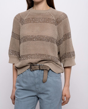 Brunello Cucinelli Brown suede belt with monil chain M0DELC34C