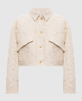 Brunello Cucinelli Ivory denim jacket with monil chain ML1217771