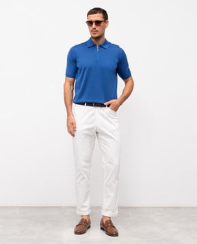 Stefano Ricci Blue silk polo shirt with monogram logo K616215P31F26101