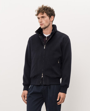 Castangia dal 1850 Blue cashmere jacket with fur HPMOD4I26