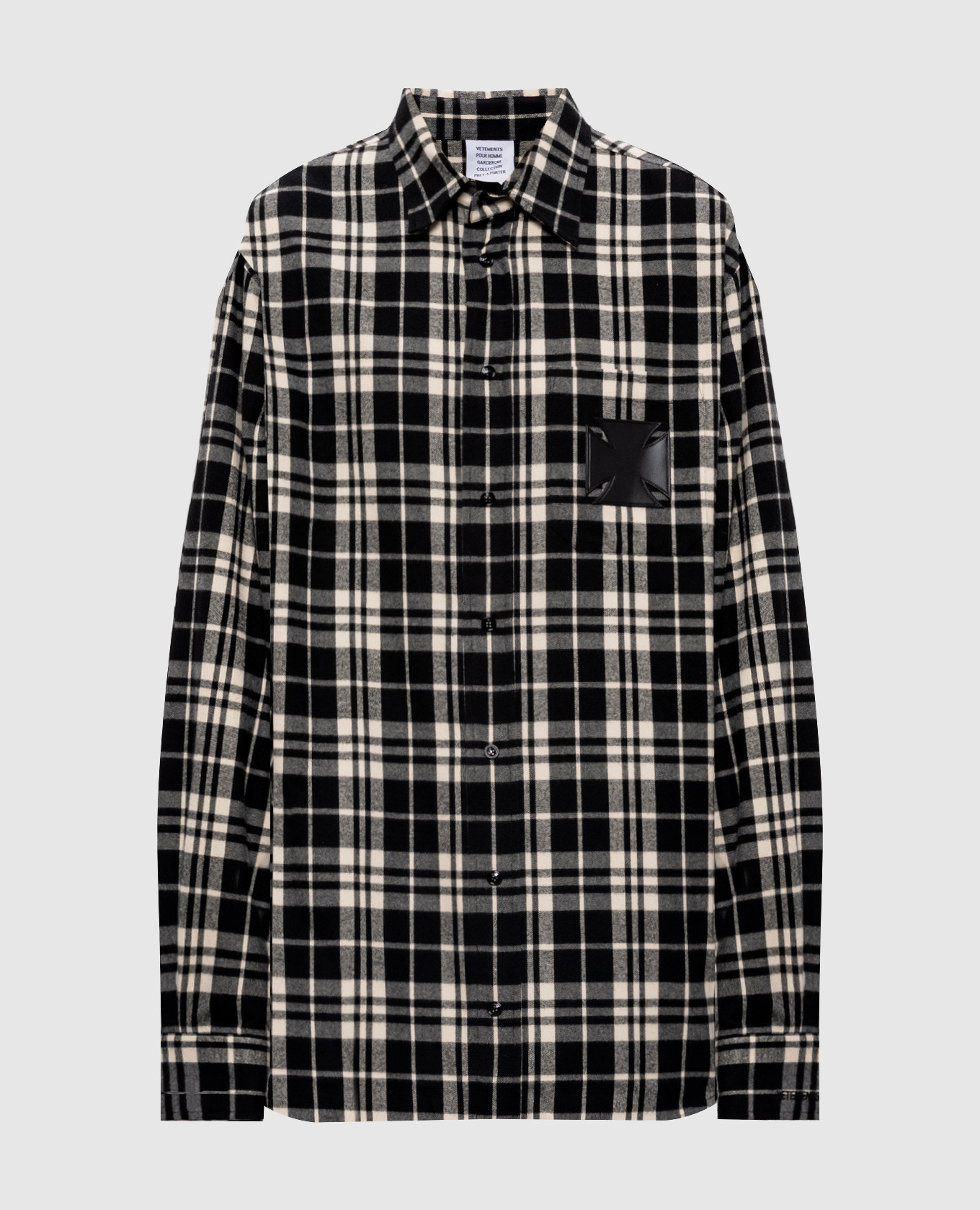 

Black long-sleeved checked shirt Vetements