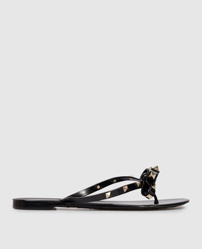 Valentino Black Rockstud bow flip-flops 8W2S0552PVS