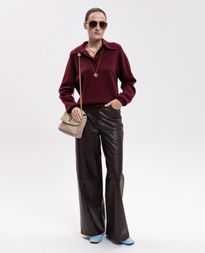 Alemais Claudia burgundy wool sweater with polo collar 7550K