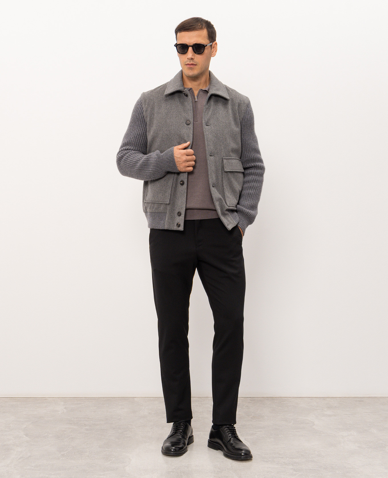 Brown wool, silk and cashmere polo shirt Cashmere&Whiskey 2