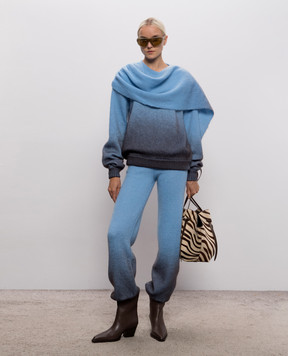 Rowen Rose Blue wool sweater with scarf RRK553