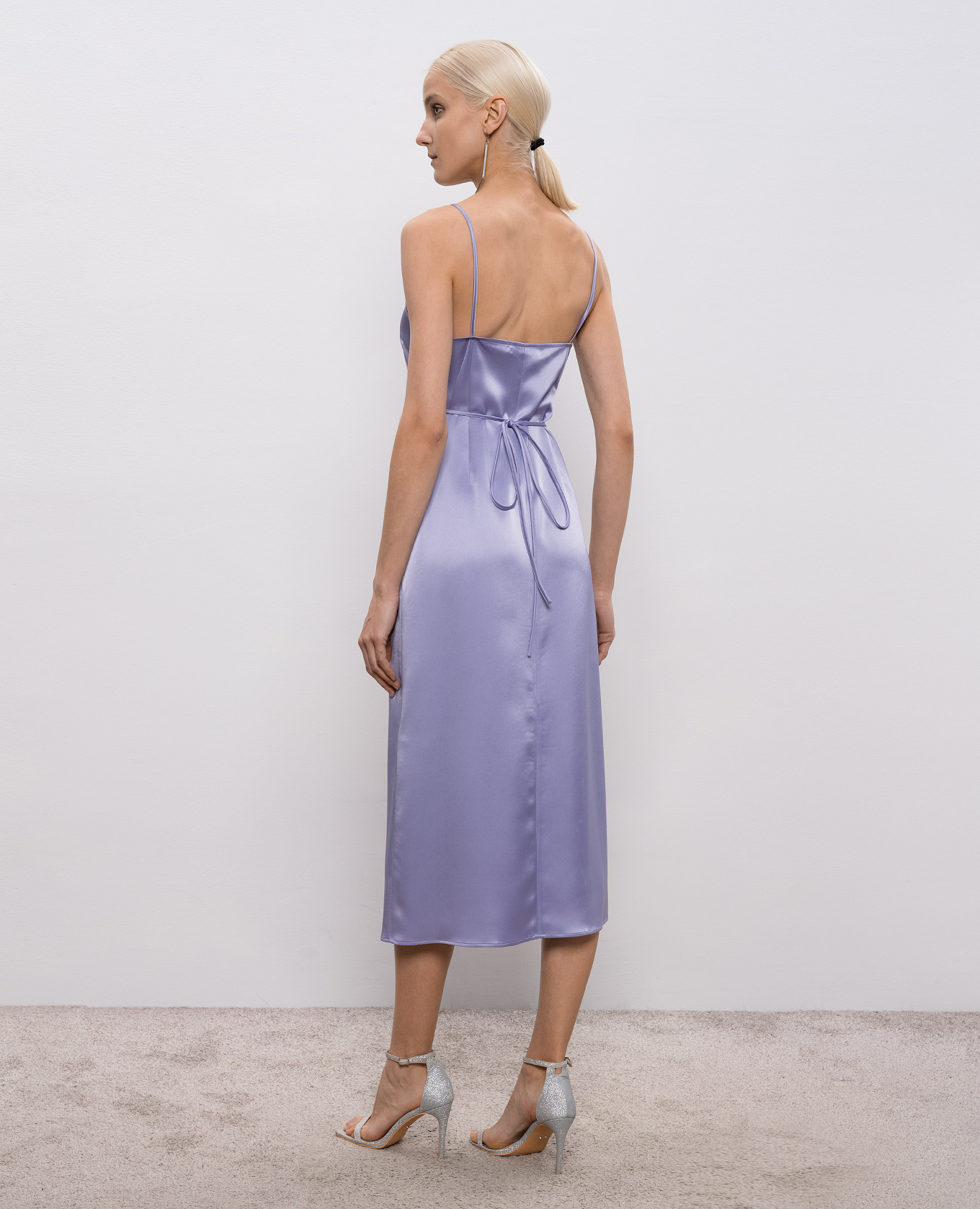 

Purple midi dress Apron with a smell SSHEENA, Violet
