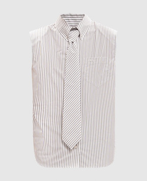 Juun.j White striped sleeveless shirt JW6464W531
