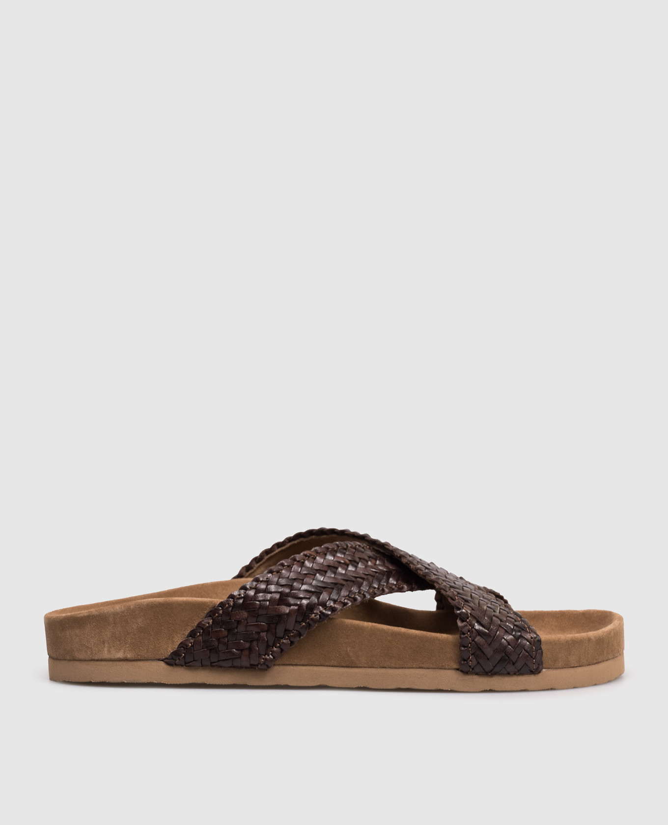 Brown leather flip-flops