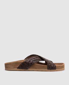 Dragon Brown leather flip-flops DGS65109
