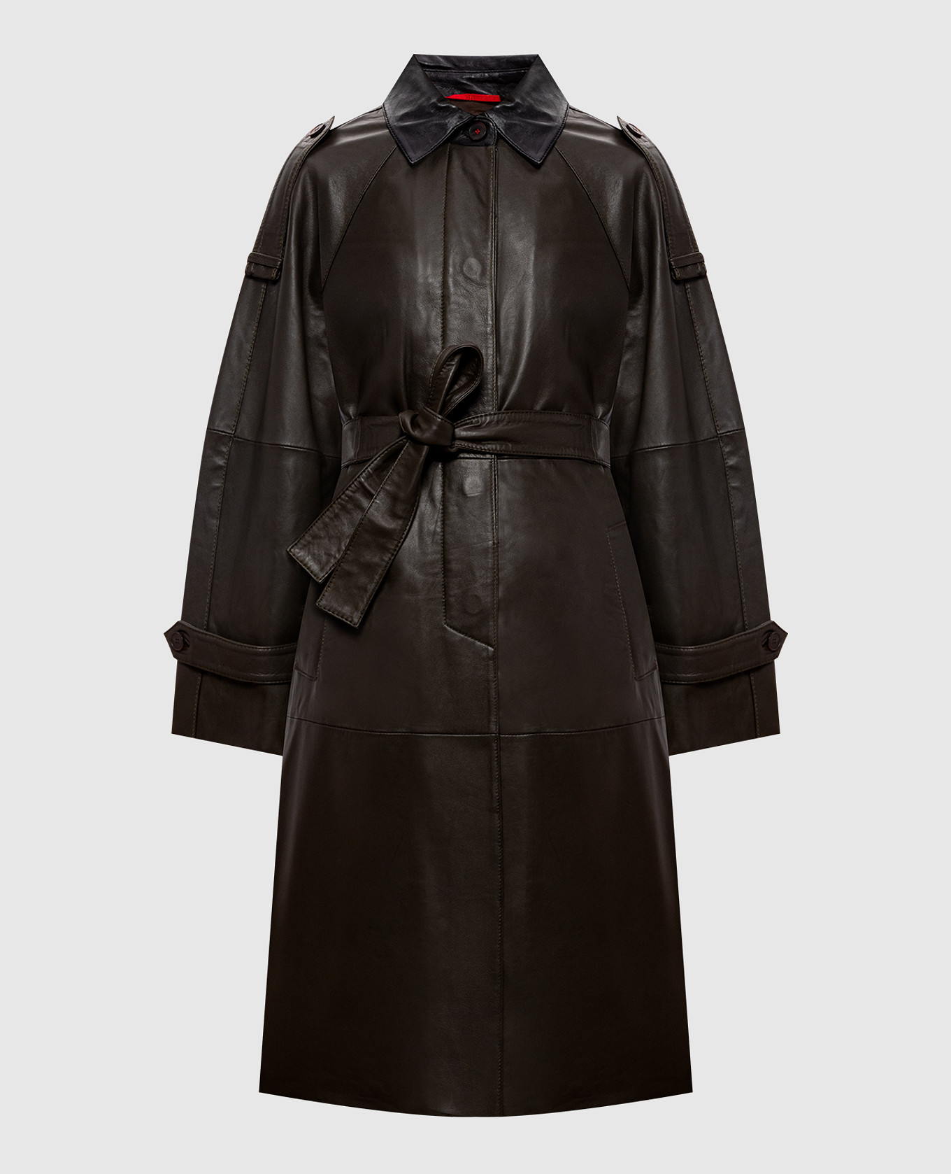 Brown leather trench coat Max & Co