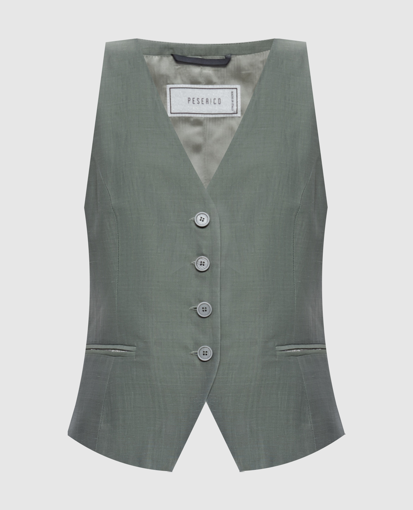 

Khaki vest with linen Peserico