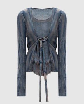 Masnada Blue blouse with silk 8091