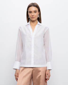 Peserico White blouse with silk A0634500Q8372B