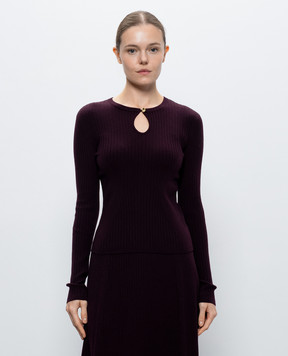 JOSEPH Luz burgundy ribbed wool jumper JF010111