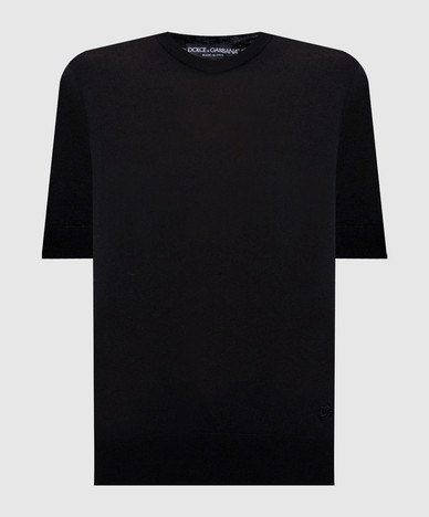 Black cashmere and silk T-shirt