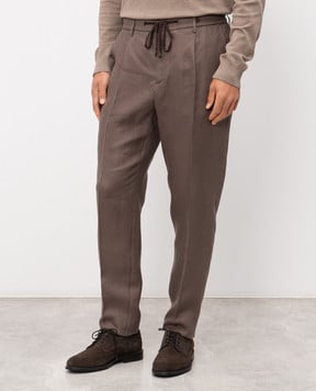Peserico Brown linen pants R54274D02606