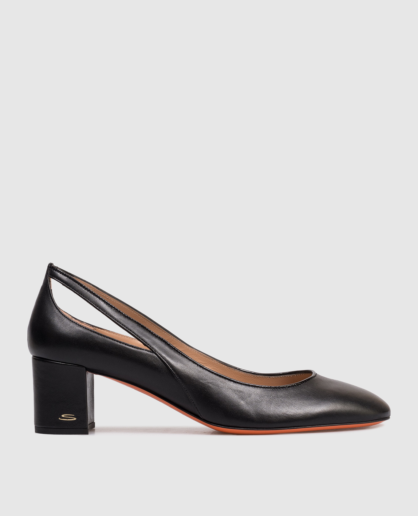 Black leather shoes with cutouts