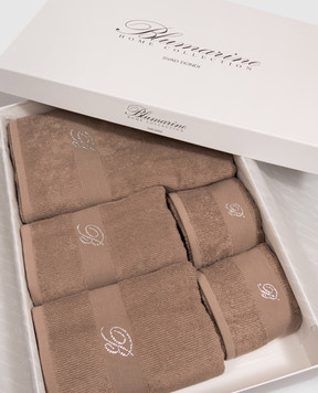 Blumarine Home Set of brown terry towels Risveglio with crystals 5 pcs W0000250021